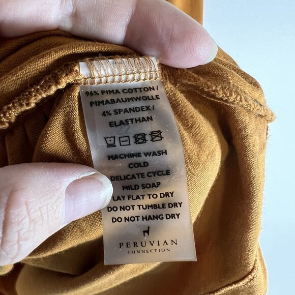 Peruvian‎ Connection Pima Cotton Top, Size M Rust Cyprus Faux Wrap Stretch Knit - Picture 5 of 8